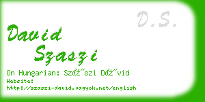 david szaszi business card